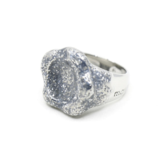Stamp Ring, Silver Glitter